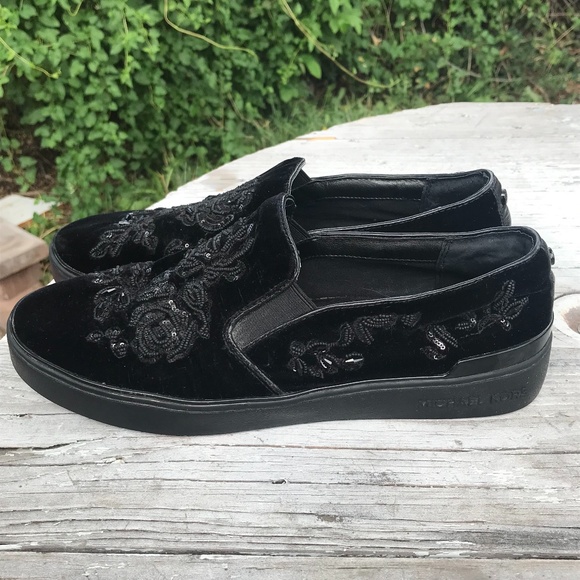SALE! Michael Kors Beaded Velvet Black Loafers - Picture 7 of 14